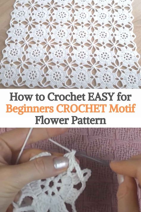 How to crochet EASY for beginners CROCHET Motif Flower Pattern Crochet Flower Motifs Free Pattern, Lace Crochet Pattern Free, Easy Crochet Circle, Cross Stitch Patterns Free Disney, Crochet Flower Motif, Placemat Diy, Diy Table Runner, Crochet Table Cloth, Motif Flower