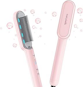 Wavytalk Hair Straightener Brush, Ionic Hair Straightening Comb with Negative Ions, Anti-Scald Ceramic Flat Iron Comb Fast Heating for Home Salon, Dual Voltage Pink. Wavytalk Straightener Brush, Steam Straightener, Steam Hair Straightener, Hair Straightener Brush, India Trip, Straightener Brush, Straightening Comb, Ceramic Flat Iron, Hair Brush Straightener