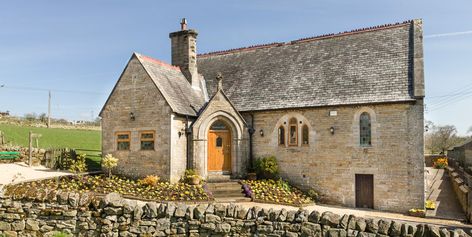 Cast Iron Railings, Chapel Conversion, Church Conversions, Hadrian’s Wall, Unusual Home, Iron Railing, Vaulted Ceilings, Arched Windows, Reception Rooms