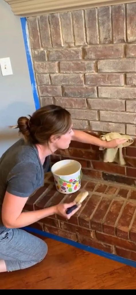 Whitewashed Brick Fireplace » Painting A Brick Fireplace, Whitewashed Brick Fireplace, Update Brick Fireplace, Black Brick Fireplace, White Wash Fireplace, Whitewashed Brick, White Wash Brick Fireplace, Red Brick Fireplaces, Fireplace Redo