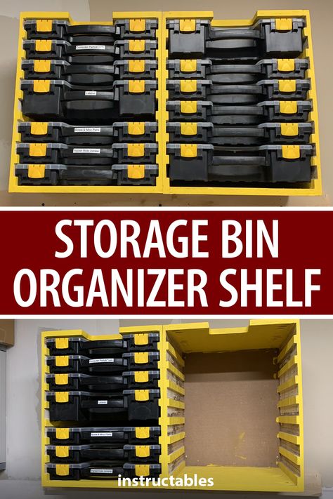 Harbor Freight Small Parts Storage, Workshop Shelf Ideas, Power Tool Charging Station Ideas, Tool Case Storage Ideas, Tool Organization Drawer, Diy Small Parts Organizer, Air Nailer Storage, Pickup Truck Storage Ideas, Imaginext Storage Ideas