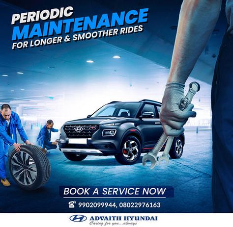 Periodic Maintenance for your car that Provides Smoother Rides visit us for Quality Service. Call: 9902099944, 08022976163 Or Book Now: https://www.advaithhyundai.com/service-booking #AdvaithHyundai #PeriodicMaintenance #BestCarService #CarCare #caringforyoualways #cars #trending Car Service Ads, Car Service Design, Oil Replacement, Car Advertising Design, Social Media Advertising Design, Ad Car, Truck Repair, 광고 디자인, Car Repair Service