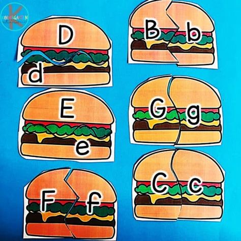 Bbq Preschool Activities, Preschool Picnic, Puzzles For Preschoolers, Kindergarten Summer Activities, Homeschool Summer, Letter Matching Game, Alphabet Letter Matching, Letter Recognition Games, Preschool Patterns