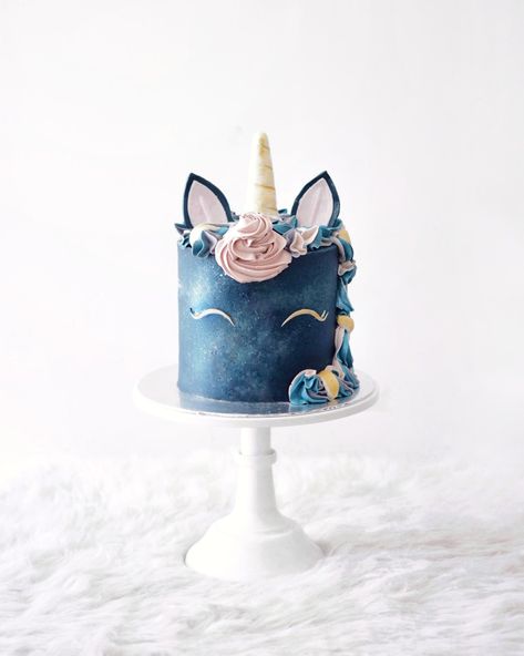 Galaxy Unicorn Cake, Elegant Unicorn Cake, Blue Unicorn Cake, Galaxy Unicorn, Premium Cake, Galaxy Cake, 2nd Birthday Cake, 5th Birthday Cake, 2 Tier Cake