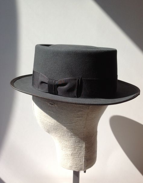 mens custom pork pie hat ~ 100% beaver fur felt in grey ~ by hatWRKS, nashville Pork Pie Hats Men, Mens Felt Hats, Porkpie Hat, Fashion Props, Pork Pie Hat, Mens Hats Fashion, Men Stuff, Felt Hats, Vintage Millinery