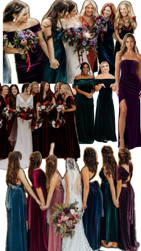 Gem Tones Bridesmaid Dresses, Winter Floral Bridesmaid Dresses, Bright Jewel Tone Bridesmaid Dresses, Muted Jewel Tone Bridesmaid Dresses, Jewel Tones Bridesmaids, Velvet Jewel Tone Bridesmaid Dresses, Dark Colored Bridesmaid Dresses, Jewel Tone Wedding Party Attire, Jewel Toned Dresses