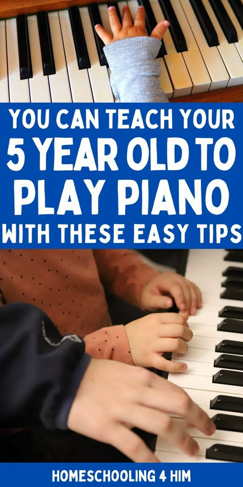 Learn how to teach piano to kids and young children with these simple tips! You can make piano easy with the right lesson plans and strategies. Here's how to get started teaching piano lessons in your homeschool or to young children today! Teaching Piano To Preschoolers, Teaching Piano To Kids, How To Learn To Play The Piano, Preschool Piano Lessons, Beginning Piano For Kids, How To Play Piano, Teach Yourself Piano, Simple Piano, Piano Teaching Games