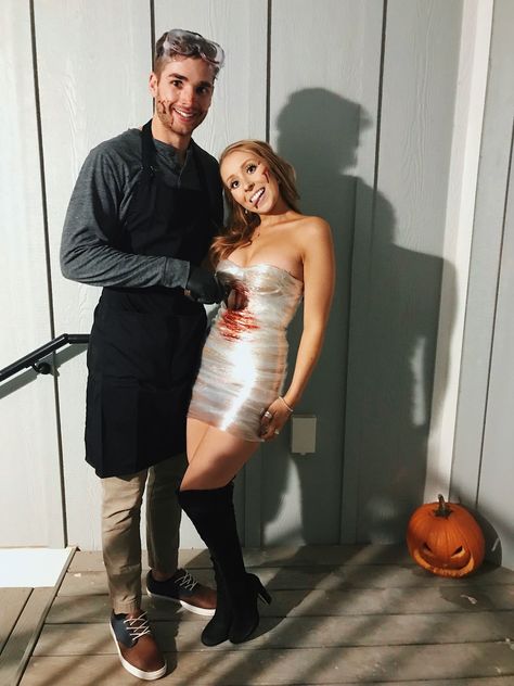 Jordan And Naomi Belfort, Dexter Victim Costume, Dexter Halloween Costume Couple, Dexter Costume Couple, Victim Costume Halloween, Dexter Couples Costume, Dexter And Rita Halloween Costume, Dexter Morgan Halloween Costume, Wreck It Ralph And Vanellope Costume