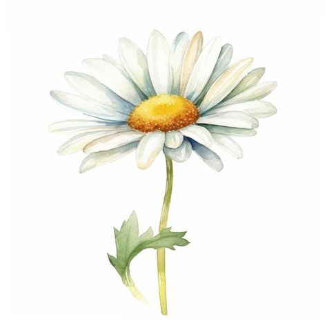 Hellonage | Freepik Daisy Flower Watercolor, Daisies Illustration, Watercolour Daisy, Exam Drawing, Pea Tattoo, Daisy Illustration, Sweet Pea Tattoo, Daisy Photo, Daisy Watercolor