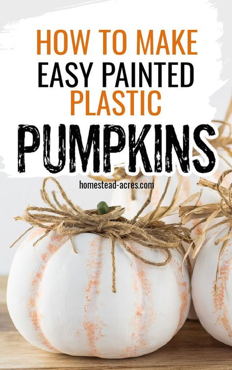 Diy Plastic Pumpkin Decor, Paint Plastic Pumpkins, Painted Plastic Pumpkins, Plastic Pumpkins Makeover, Plastic Pumpkins Crafts, How To Paint Plastic, Pumpkin Makeover, Plastic Pumpkins Bucket, Pumpkins Ideas