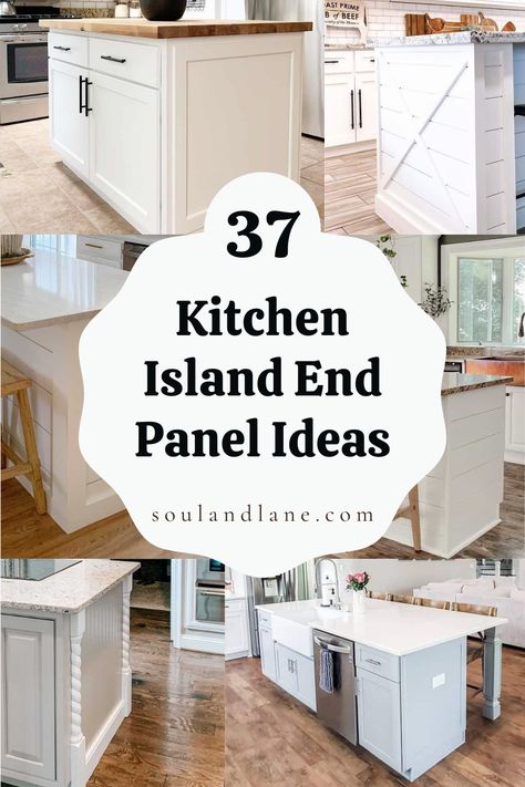 Transform your kitchen with these brilliant end panel ideas for a customized look! Discover unique and creative ways to add personality and style to your kitchen island. From intricate designs to sleek and modern finishes, these inspirations will make your island the focal point of your space. Get ready to elevate your kitchen aesthetic with these fabulous end panel ideas! Kitchen Island Decorative Ends, Kitchen Remodel From Peninsula To Island, Wall Paneling Ideas Kitchen Island, Island Bookshelf End, Kitchen Island Ends Ideas, Kitchen Cabinet Ends Ideas, Kitchen Side Cabinet Ideas, End Of Counter Ideas, Kitchen Island End Panel Ideas