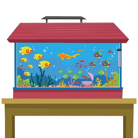 Aquarium on the table vector illustratio... | Premium Vector #Freepik #vector #aquarium-fish #fish-tank #aquarium Aquarium Design Drawing, Fish Aquarium Drawing, Fish Tank Illustration, Fish Tank Drawing, Aquarium Drawing, Illustration Fish, Table Vector, Tank Drawing, Zoo Pictures