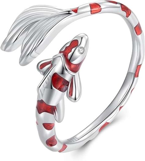 Amazon.com: Womens Delicate Spider Ring - Prime Eligible Karp Koi, Fish Ring, Lotus Ring, Bracelet Viking, Oil Color, Heart Shaped Rings, Enamel Jewelry, Split Ring, Fine Jewelry Gift