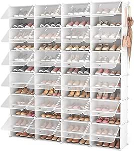 ROJASOP Shoe Storage Cabinet, 12-Tier Shoe Organizer 96 Pairs Extra Large Plastic Shoe Rack with Covers Portable Shoe Rack Organizer with Doors Big Shoe Rack for Closet Entryway Bedroom Shoe Rack White, Big Shoe Rack, Shoe Furniture, Cloth Installation, Shoe Rack Cover, Shoe Rack Door, 24 Number, Hallway Door, Plastic Shoe Rack