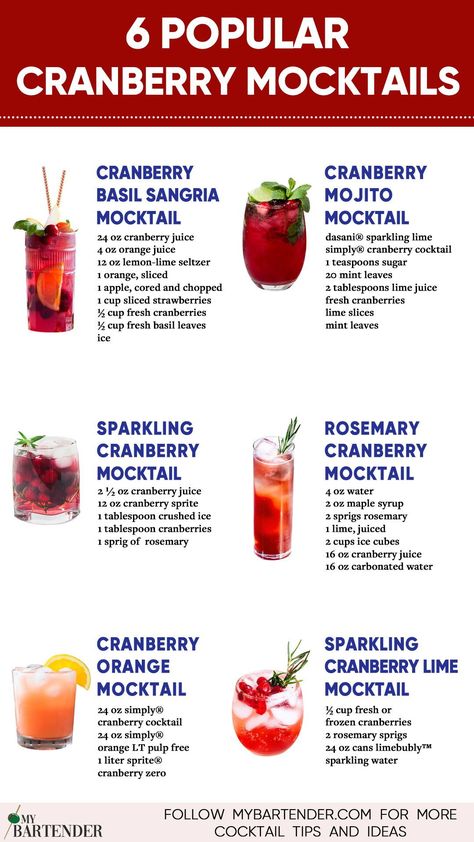 Cranberry Mocktail, Cranberry Drinks, Mocktail Drinks, Alcohol Free Drinks, Drink Recipes Nonalcoholic, Refreshing Drinks Recipes, Fancy Drinks, Healthy Drinks Recipes, Mocktail Recipe