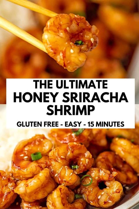 Honey Sriracha Shrimp, Recipe With Ginger, Sriracha Shrimp, Sriracha Recipes, Sweet Chili Shrimp, Honey Shrimp, Sweet And Spicy Shrimp, Shrimp And Rice Recipes, Spicy Shrimp Recipes