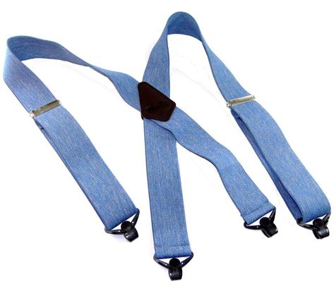 PRICES MAY VARY. 100% Cotton Imported Clip closure Hand Wash Only Contractor Series Light Denim Work Suspender Patented Jumbo Composite Plastic Gripper Clasps 30 day money back guarantee and built to last a lifetime of wear and adjustable to fit the average size man to 6' 2" height Heavy duty Light Denim elastic 2" wide suspender straps and patented Gripper clasps This Holdup Contractor Series 48' long work suspender has a Brown Leather X-back crosspatch embossed with Holdup Logo These 2" wide J Mens Suspenders, Suspenders For Men, Denim Suspenders, Hard Working Man, Suspender Clips, Suspenders Men, Work Uniforms, Big And Tall, Light Denim