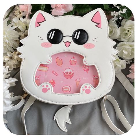 Tail And Ears, Cat With Sunglasses, 헬로키티 배경화면, Ita Bags, Anime Bag, Kawaii Bags, Sacs Design, Ita Bag, Cat Sunglasses