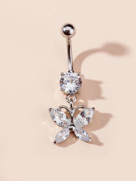 Rhinestone Decor Belly Ring | SHEIN USA Butterfly Belly Piercing, Pretty Belly Button Piercings, Butterfly Belly Button Piercing, Belly Piercing Aesthetic, Cute Belly Button Piercing, Belly Button Piercing Cute, Cute Belly Rings, Belly Piercings, Bellybutton Piercings