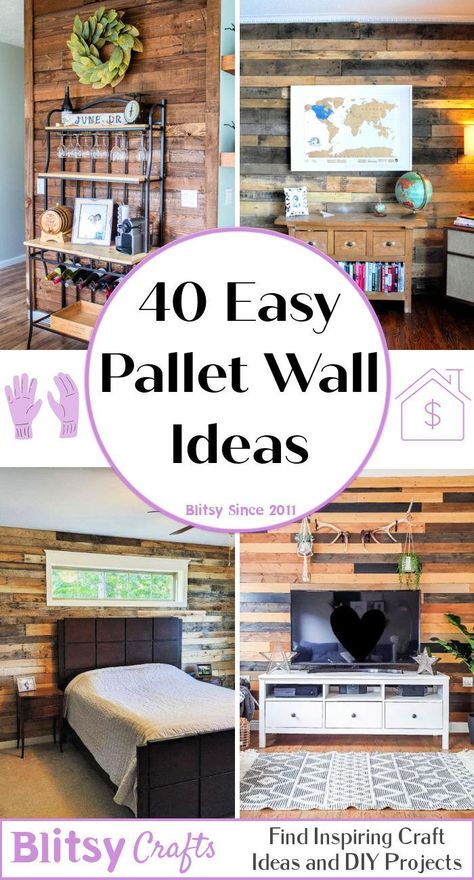 40 Cheap Pallet Wall Ideas That Are Easy To Install - Blitsy Pallet Wall Ideas, Pallet Projects Decor, Wooden Pallet Wall, Pallet Projects Wall, Pallet Wood Wall, Diy Projects To Make And Sell, Pallet Wall Decor, Pallet Wall Shelves, Diy Pallet Wall