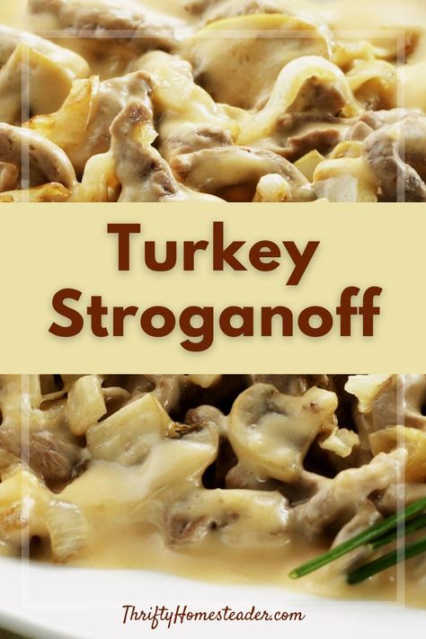 Turkey Steak Recipes, Turkey Stroganoff Recipe, Ground Turkey Stroganoff, Turkey Thigh Recipes, Turkey Stroganoff, Turkey Lunch Meat, Turkey Meat Recipes, Meat Casserole, Shredded Turkey