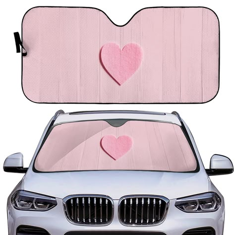 "Cute Pink Windshield Cover Sunshade - Custom Car Sun Shade for Women -  Gift for Girly Car Lovers! Perfect New car Gift. Do you love decorating your car? Then this custom sunshade is an absolute must have! * High-quality double-insulated laminate material shades *Protection against UV rays and sun damage while reducing interior heat * Fold for easy storage and carry , and easy clean material * Fits to most of cars, trucks and SUV cars, and easy install Measurements -  Length -145 cm / 56 \" Width - 70 cm / 27.5\" See my other listings for matching pink seat covers for car for women and cute pink car floor mats." Car Decor Pink, Pink Car Decor, Cute Pink Car, Pink Seat Covers, Pink Car Accessories, Hello Kitty Car, Car Accessory Gifts, Cars Interior, Girly Car Accessories