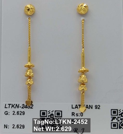 KUBER JEWELLERS R10 Sui Dhaga Gold Earrings, Sui Dhaga Gold Earrings Design, Rani Har, Long Chain Earrings Gold, Gold Earrings Design, Sui Dhaga, Nikah Dress, Kundan Jewellery Bridal, Dream Rings