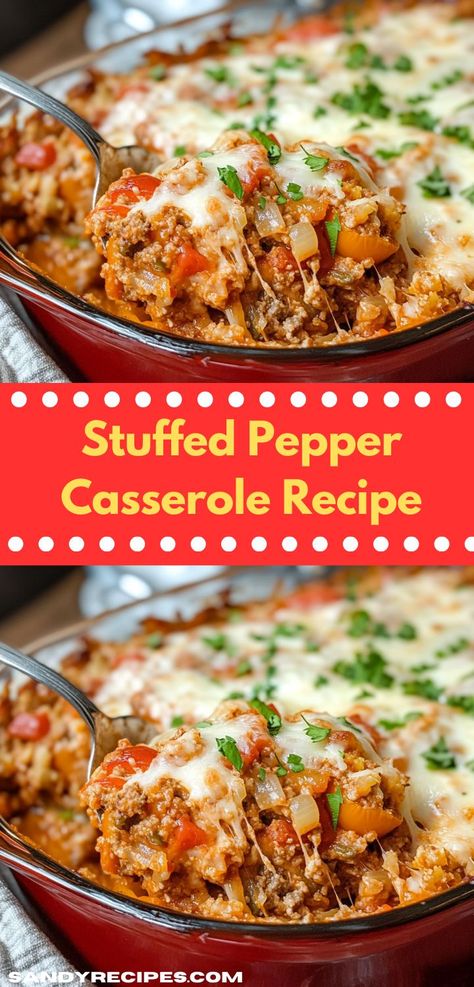 Craving stuffed peppers beef? This easy Stuffed Pepper Casserole Recipe is a great choice for dinner ideas! Ideal for dinner for two or family, this casserole recipe makes your dinner recipes easy and delicious. Easy Small Dinner Recipes, Supper Ideas With Peppers, Easy Stuff Bell Pepper Casserole, Weight Watchers Stuffed Pepper Casserole, Easy Unstuffed Pepper Casserole, Unstuffed Stuffed Peppers, Un Stuffed Peppers, Bellpeppers Dinner Healthy, Peppers And Ground Beef Recipes