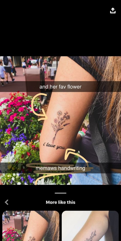 I Love You More Tattoo With Flower, I Love You Tattoo With Flowers, Mother Daughter Tat, Love Yourself Tattoo, Flower Sleeve, Stick And Poke, Flower Tattoos, I Tattoo, Mother Daughter