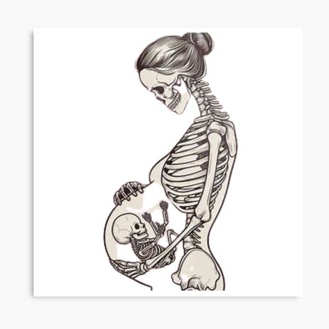 Get my art printed on awesome products. Support me at Redbubble #RBandME: https://www.redbubble.com/i/metal-print/Pregnant-Skeleton-by-RachelRebel/154034459.0JXQP?asc=u Pregnant Tattoo, Skeleton Romance, Alt Mom, Goth Mommy, Pregnancy Tattoo, Gothic Illustration, Baby Skull, Skeleton Baby, Vendor Ideas