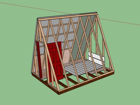 Diy Tiny Cabin, Tiny A Frame Cabin, Tiny Cabin Plans, Play Structures For Kids, Tiny Wood Stove, A Frame Cabin Plans, A Frame House Plans, Frame Cabin, Airbnb Rentals