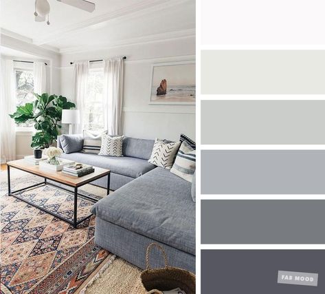 The best living room color schemes - Grey Palette #homecolor #livingroomcolor living room color scheme Blue Living Room Color, Good Living Room Colors, Living Room Color Combination, Room Color Combination, Color Palette Living Room, Minimalist Living Room Decor, Room Wall Colors, Grey Palette, Living Room Color Schemes