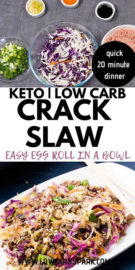 20 Minute Easy Crack Slaw Recipe - Keto & Whole30 Ground Turkey Recipes Low Carb, Keto Ground Turkey Recipes, Keto Ground Turkey, Carb Sides, Ground Beef And Cabbage, Keto Pork, Ground Pork Recipes, Keto Sides, Keto Easy