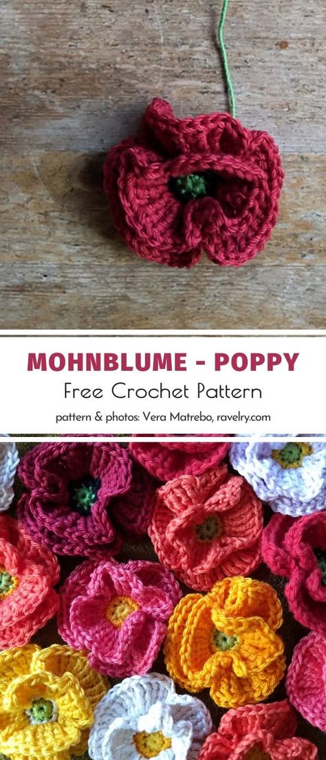 Micro Crochet Flower Pattern, Coneflower Crochet, Crochet Poppies, Simple Crochet Flower, Crochet Poppy, Daisy Duke, Crochet Flowers Free Pattern, Crochet Bouquet, Crocheted Flowers