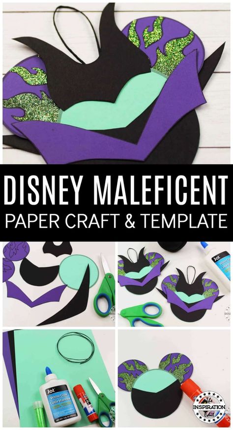 Maleficent is an interesting character when it comes to Disney Villains. As a child I grew up knowing her from the movie Sleeping Beauty, however since Maleficent 1 and 2 came out, I now know quite a bit more about this Disney character.   Today we have a super easy and fun Maleficent Disney craft. It’s made from paper and doesn’t have too many materials. You can also download the free Maleficent printable PDF to help make this craft super easy.  #maleficent #sleepingbeauty #disney #crafts #disn Maleficent Party, Purple Pumpkin, Ornament Template, Disney Maleficent, Halloween Tree, Disney Ornaments, Paper Ornaments, Halloween Trees, Beauty Crafts