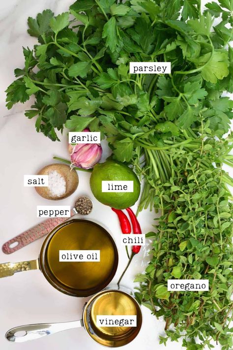 Chimichurri Sauce No Cilantro, Green Chimichurri Sauce, Chimichurri Dressing Salad, Simple Chimichurri Sauce, Chimmichuri Recipes, Mexican Chimichurri Sauce, Chimichurri Steak Salad, Chimichurri Pasta Salad, Homemade Chimichurri Sauce