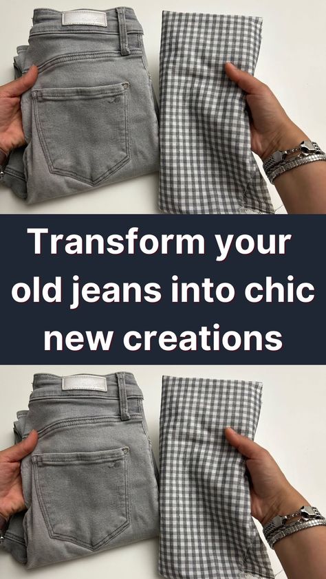 These aren't your ordinary sewing hacks!  In today’s fast-paced world, many of us end up with old jeans that no longer fit or are out of style. Instead of tossing them away, there’s an incredible way to breathe new life into these denim treasures.  The video introduces the idea of repurposing old jeans into new and useful items, turning what would have been waste into something functional and creative. Old Denim Jeans Ideas, Repurpose Jeans, Repurpose Old Jeans, Jean Refashion, Old Jean Refashion, Diy Jeans Crafts, Denim Jeans Ideas, Diy Old Jeans, How To Make Jeans