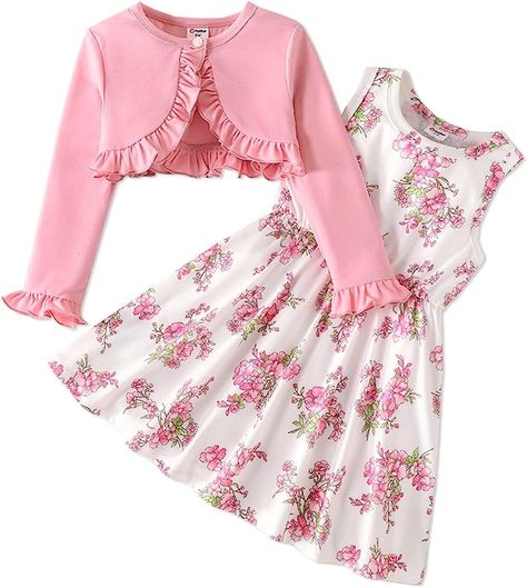 Girls Dres, Toddler Girl Dresses Summer, Dress And Cardigan, Baby Dress Set, Children's Dresses, Toddler Girl Dress, Body Con Dress Outfit, Girls Floral Dress, Cardigan Set