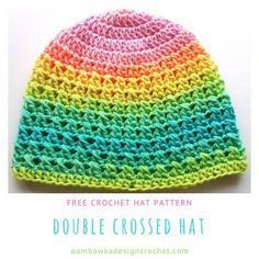 Double Crossed Hat - A Free Crochet Pattern in 11 Sizes Hats Crochet, Crochet Beanies, Crocheted Hats, Crocheted Hat, Crochet Hat Free, Crochet Knit Hat, Crochet Beanie Hat, Crochet Beanie Pattern, Crochet Hats Free Pattern