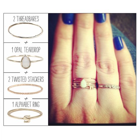 catbird: How We Wear It: Honorary Bird Sarah! Catbird Rings, Wear Multiple Rings, Alphabet Ring, Forever Bracelet, Stacked Rings, Wave Jewelry, Adornment Jewelry, Twisted Band Ring, Sparkle Party