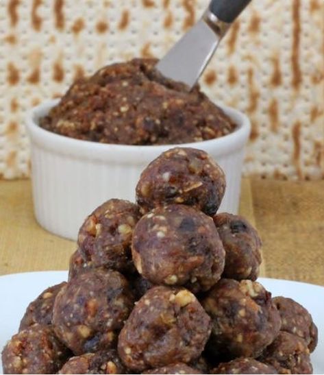 Sephardi Moroccan Passover Haroset Kosher Recipe Sephardic Recipes, Charoset Recipe, Dates Recipes, Passover Ideas, Nuts And Dried Fruit, Seder Meal, Pitted Dates, Matzo Meal, Passover Seder