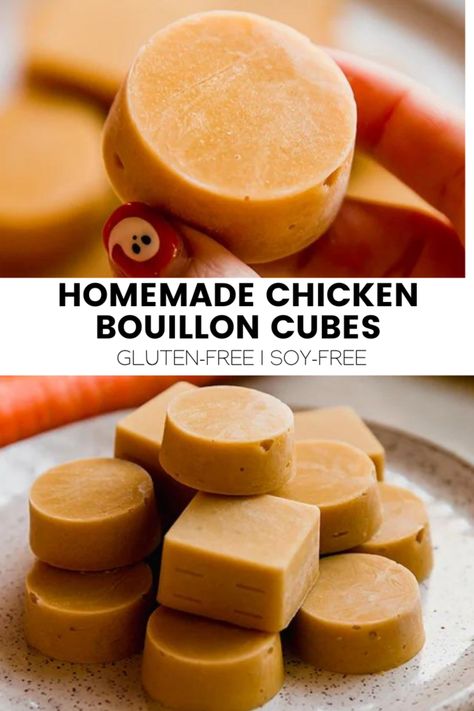 Homemade Chicken Bouillon Cubes Homemade Beef Bouillon, Homemade Chicken Bouillon, Chicken Bouillon Recipe, Bouillon Recipe, Unbound Wellness, Chicken Bullion, Chicken Bouillon, Homemade Pantry, Ingredient Substitutions