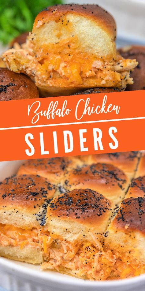 Buffalo Chicken Sliders Recipe with Hawaiian Rolls! - Passion For Savings Easy Chicken Sliders, Recipes With Hawaiian Rolls, Buffalo Chicken Sliders Recipes, Sliders On Hawaiian Rolls, Hawaiian Roll Sandwiches, Football Sunday Food, Sliders Recipes Beef, Sliders Recipes Hawaiian Rolls, Easy Slider Recipes