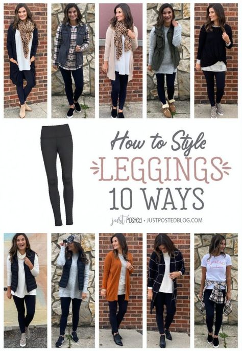 10 Ways to Style Black Leggings Ținute Business Casual, Mode Ab 50, Leggings Mode, Black Leggings Outfit, How To Wear Leggings, Fashion Capsule Wardrobe, Style Leggings, Casual Outfit Inspiration, Legging Outfits