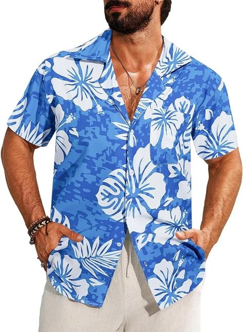 Amazon.com: APTRO Men's Hawaiian Shirt Short Sleeve Tropical Floral Beach Shirt Button Down Summer Shirt#136 M Hibiscus Blue : Clothing, Shoes & Jewelry Signature Outfit, Blue Clothing, Beach Shirt, Mens Hawaiian Shirts, Shirt Short Sleeve, Beach Shirts, Tropical Floral, Shirt Button, Summer Shirts