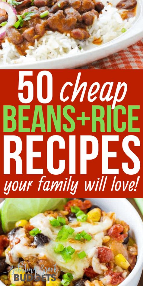 Looking for cheap healthy meal ideas? Here are 50 easy beans and rice recipes your whole family will love! Great budget meals especially if you're on Dave Ramsey's baby steps and paying off debt. #cheapmeals Easy Beans And Rice, Beans And Rice Recipes, Easy Beans, Rice And Beans Recipe, Halloween Food Appetizers, Paying Off Debt, Healthy Meal Ideas, Cheap Healthy, Beans And Rice