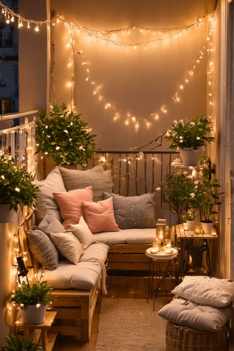 Apartment Balcony Dining, Cute Outdoor Patio Ideas Apartment, Decorated Balcony Ideas, Studio Balcony Ideas, Boho Apartment Balcony, Apartment Porch Privacy Ideas, Cute Balcony Decor, Home Decor Ideas For Small Apartment, Tiny Deck Decorating Ideas