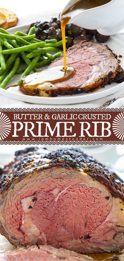 Crusted Prime Rib, Prime Rib Roast Recipe, Christmas Main Dishes, Traditional Christmas Dinner, Cooking Prime Rib, Dinner Menu Ideas, Rib Roast Recipe, Prime Rib Recipe, Christmas Dinner Menu