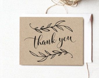 Thank You Cards Simple, Easy Thank You Cards, Thank You Cards Diy, Calligraphy Thank You, Wreath Printable, Classic Wreath, Calligraphy Cards, Hand Lettering Cards, Happy Birthday Signs