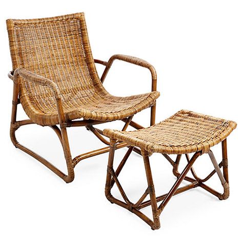 Bodega Rattan Lounger & Ottoman, Natural Rattan Lounger, Keys House, Tropical Retreat, Wicker Shelf, House Makeover, Cane Furniture, Wicker Decor, Wicker Chairs, Ottoman Set